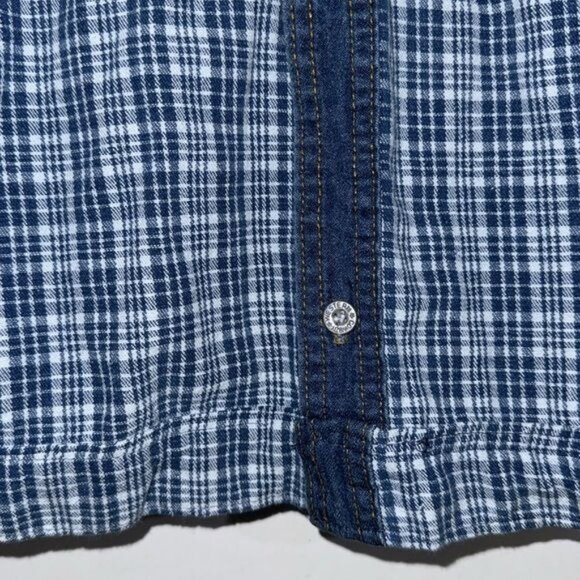 Western Cowboy Denim & Plaid Long Sleeve Shirt Size 18 - Picture 5 of 8